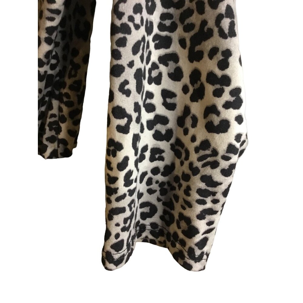 French Atmosphere Womens Leopard Print Long-Sleeve Top L Polyester/Spandex Made - Picture 10 of 13